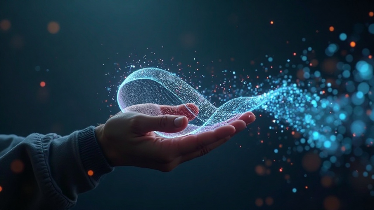 Hand präsentiert smartes Textil mit leitfähigen Fäden und integriertem Elektrodenmuster